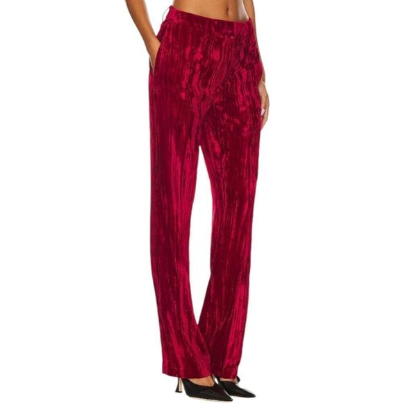 Steve Madden Mercer Crushed Velvet Pants in Chinese Red Women's XS NEW - Picture 1 of 15
